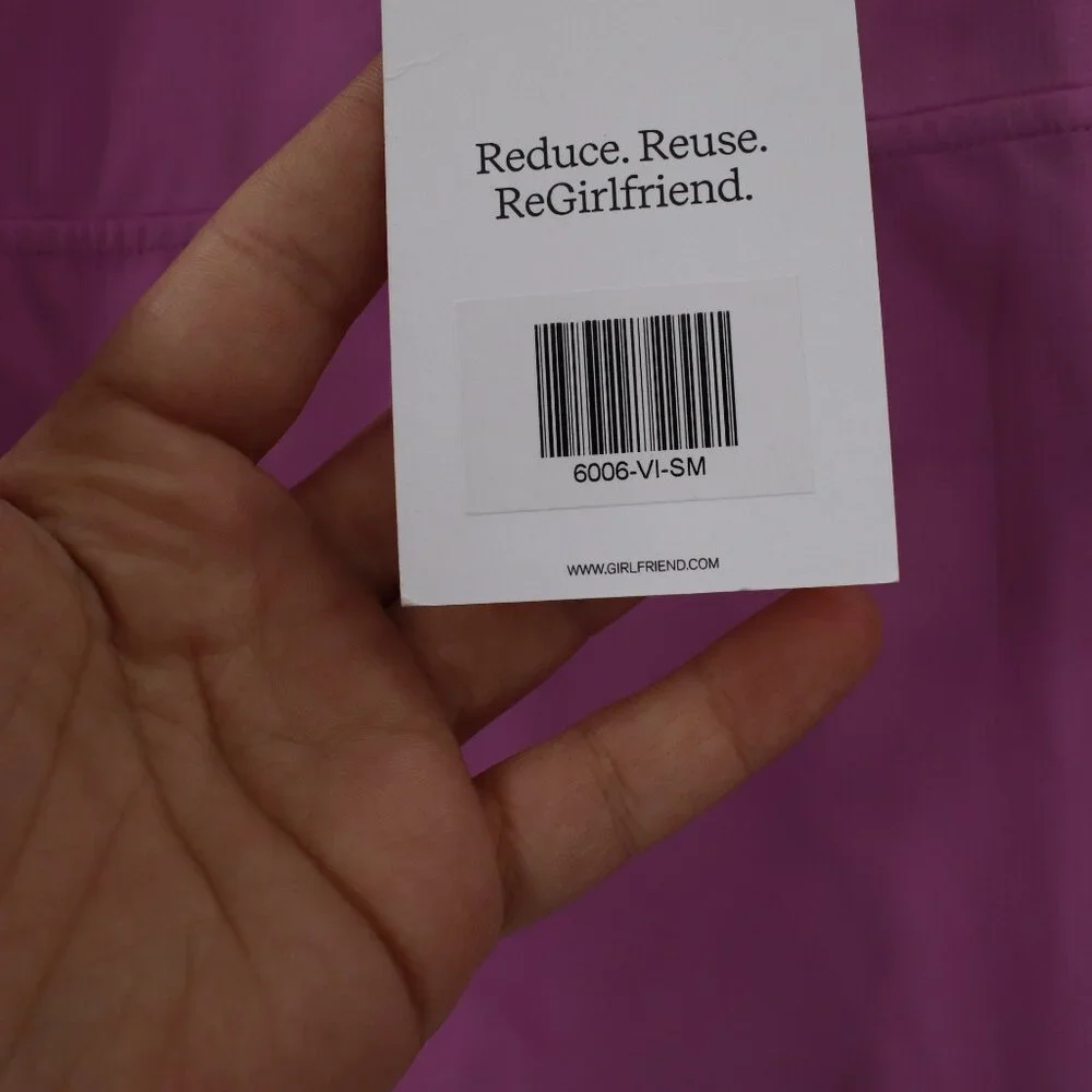 Girlfriend collective windbreaker jacket women's small zip up crop pink hooded - Picture 6 of 15